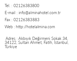 Almina Hotel iletiim bilgileri